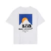 RHUDE Summer Flag Letter Print Sunset Racing High Street T-shirt da uomo con collo rotondo allentato