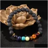 Kralen Zeven Chakra Armband Strengen Natuursteen 8Mm Lava-Rock Yoga Armbanden 100 stks/partij Drop Levering Sieraden Otenr