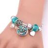 Charm Bracelets Elasticity Snap Button Bracelet Heart Crystal Bangles Beads Jewelry Making Fit 18MM Buttons