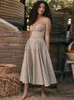 基本的なカジュアルドレスエレガントなスリムバックレスドレスファッションソリッドサスペンダー2024夏の女性パーティーイブニングローブベスティドス