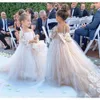 Kids Flower Girl Dresses For Wedding Long Sleeves Ball Gown Lovely White Bridesmaid Dress Party Big Bow 240309