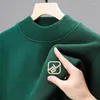 Men's Sweaters Knitted Wool Sweater Plush Thicken Exquisite Embroidery Pullover Winter Korean Street Fashion Casual Knitwear