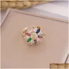 Anelli Nuovo colorato zircone anello di girasole per le donne Personalità della moda Ins manipolo in oro R40 Gioielli con consegna di goccia Dhbs9