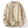 Erkek kazakları 2024 Kalın Sıcak Tulma Yuvarlak Yuvarlak Uzun Kollu Dokuma Yarım Belek Klasik Örme Sweater