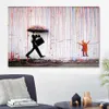 Färg Rain Banksy Wall Decor Art Canvas Målning Calligraphy Poster Print Bild Dekorativ vardagsrum Heminredning1183p