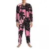 Heren nachtkleding Sunset Beach Print Pyjamasets Herfst Palmboom Zacht Thuis Heren 2-delig Los Oversized Grafisch Nachtkleding Verjaardagscadeau