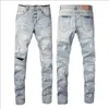 AA-88 Designer jeans paarse heren- en damesster geborduurde patchwork broek elastische slim fit broek {De verzonden kleur is hetzelfde als de foto}