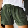 Kvinnors shorts shorts vår sommar avslappnad sömnad lös dragkammare bekväm elastisk midja korta byxor med fickor LDD240312