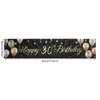 Decoração de festa preto ouro feliz aniversário banner 30º 40º 50º bunting guirlanda balão bandeiras fundo de aniversário