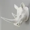 Kiwarm Resin Exotic Rhinoceros Head Ornament白い動物の彫像工芸