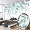 3d mural papel de parede pequeno fresco pintado à mão aquarela folhas verdes nórdico minimalista sala estar quarto cozinha decoração casa wallp283c