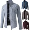 Chandails pour hommes Automne Mode Mâle Couleur Pure Tricot Cardigan Veste Lâche Logo Jeune Automne / Pull d'hiver