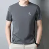 100% algodão puro manga curta 2024 verão masculino camiseta elegante e simples em torno do pescoço juventude puro algodão camiseta para homem