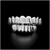 Grillz Dental Grills Mens Gold Teeth Set Fashion Hip Hop Jewelry High Quality Eight 8 Top Tooth Six 6 Bottom Drop Delivery Body Dhhct