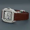 y 아이스 아웃 힙합 스타일 라운드 컷 천연 다이아몬드와 VVS Clarity와 함께 얼룩 스틸로 만든 남성 기계식 시계