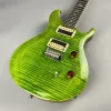 Guitare électrique à motif moiré vert personnalisé en usine, 6 cordes de haute qualité
