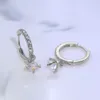 Lyxig 18k Real Gold Silver Plated Crystal Dangle Hoop örhängen för kvinnor Droppar hängande örhängen kubik zirkoniumklipp på charm örhängen diamantörhänge set