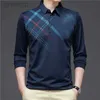 Men's Polos Polo Sleeve Turn-down Collar T-shirt Spring Summer Plaid V-Neck Clothes Button Print ldd240312