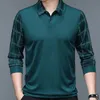 Весенняя мужская футболка-поло с длинным рукавом с отложным воротником, свободные однотонные клетчатые модные повседневные деловые топы на пуговицах 240309