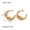 Cross border European and American New Stainless Steel Plated 18K Gold Fold Twisted Line Spring Hollow Earrings Earrings Wholesale for Women