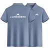 Polo da uomo in cotone di alta qualità da golf estivo Camicia traspirante J Lindeberg T-shirt a maniche corte per il tempo libero Polo da uomo 240226