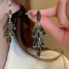 Dingle örhängen svarta blad tofsar örhänge charm kubik zirkoniumkvinnor utsökta trendiga smycken känsliga koreanska modesmycken