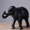 Modern abstrakt svart elefantstaty harts ornament hem dekoration tillbehör gåva geometriska harts elefant skulptur3053