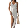 Women's Swimwear Stylish Bikini Cover Up Off Shoulders Sun Protection Breathable Lace-up Slit