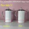 Muggar oss lager! 12oz sublimering rak sippy cup subliamtion baby cup barn tumbler rostfritt stål tumlare med handtag sucker cup två lock !!! L240312