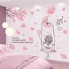 Wall Stickers Cartoon Girl Moon Swing DIY Tree Leaves Mural Decals For Kids Rooms Children Baby Bedroom Kitchen Home Decoration186B