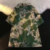 Bluzki damskie EBAIHUI Kwiata kwiatowa Summer cienki krótki rękaw damski bluzka vintage Hawaii Blusas Beach wakacyjna para kostiumów