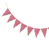 Decoração de festa 1 pc 280x170cm Triângulo Bunting Banner Xadrez Decorativo Pennant Burgee Pull Flag Suprimentos (Vermelho Branco)