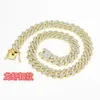 Zinklegeringsmaterial 14mm tjock tät diamant kubansk kedja halsband rap hip-hop smycken