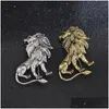 ピンブローチI-Remiel Antique Animal Lion Brooch Pin Mensスーツシャツカラーアクセサリーレーペルバッジとドレス1ドロップ配信ジュエリーOTNB7