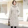 Trenchs de femmes manteaux 2024 hiver bas coton manteau femmes longue capuche coupe-vent coupe mince à lacets chaud décontracté parkas