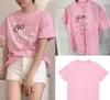 Europese stijl vrouwen roze kleur t-shirt zoete vruchten reycle katoen korte mouwen mooie tees t-shirts voor dame meisje top shirt