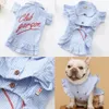 Nouveaux vêtements pour animaux de compagnie mode rayé broderie impression jupe confortable chien dentelle jupe pet club rayé broderie robe usine dir2624