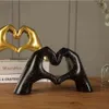 Decorative Figurines Nordic Love Heart Gesture Sculpture Home Decoration Live Statue Figurines Wedding Ornaments for Living Room D3079