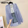 Kvinnors blusar skjortor Summer Sunsn Shirt Elegant Perspektiv Thin Chiffon Blus Korean Harajuku See Through Loose Top Casual Womens Cardiganl24312