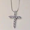 Hänghalsband Zirconia Cross Crystal Necklace Silver Color Box Chain Female Choker Fashion Smycken gåvor för kvinnor flickor