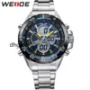 Weide New Fashion Men Sport Watch Top Brand Full Steel Strap Military Analog Digital Causal Clocks Man