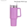 Mugs With 40oz Travel Car Mugs Tumbler Cups With Handle Insulated Clear Frosted Lids and Straw Stainless Steel Tumblers Coffee Termos Cup Popular 0111 L240312