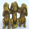 Collezione Ottone Voir Parler N'entendez Aucun Mal 3 Statues de Singe grand257H