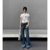 女性のジーンズアメリカンヴィンテージ審美的な低ライズフレアパンツファッションサイバーY2Kストリートウェアデニムズボンレトロ韓国