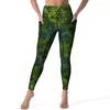 Leggings pour femmes Pantalon de yoga plante tropicale Feuilles de palmier sexy Graphique taille haute Leggins de course Lady Casual Collants de sport élastiques