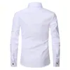 2024 Mannen Franse Manchet Overhemd Manchetknopen Witte Lange Mouw Casual Knoppen Mannelijke Merk Shirts Regular Fit Kleding 240312