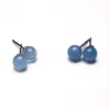 Stud Earrings Natural Aquamarine Ball For Women 925 Silver Healing Gem Party Wedding Jewelry Gifts Drop