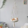 Camas de gato móveis respirável oco pendurado cesta linha algodão vaso flor frutas pet balanço net saco presente casa decor240i