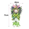 Decorative Flowers Easter Egg Wreath Greenery Leaves For Front Door With Colorful Eggs Indoor Bedroom Home Living Room