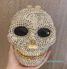 DiseñadorNegro hecho a mano Cráneo cristal mujeres bolsos de noche Bolsas de regalo de Halloween bolsos de lujo de las señoras del diamante bolso de embrague del partido 1415250